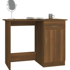 vidaXL Escritorio de madera contrachapada marrón roble 100x50x76 cm Marr&oacute;n roble Clearance