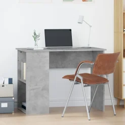 vidaXL Escritorio de madera contrachapada gris hormigón 100x55x75 cm Gris hormig&oacute;n Online