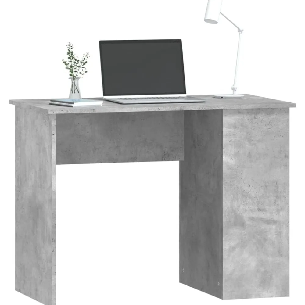 vidaXL Escritorio de madera contrachapada gris hormigón 100x55x75 cm Gris hormigón Online