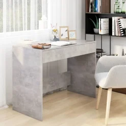 vidaXL Mobiliario De Oficina-Escritorio de madera contrachapada gris hormigón 101x50x76,5 cm