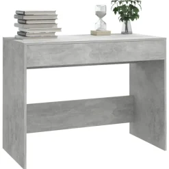 vidaXL Mobiliario De Oficina-Escritorio de madera contrachapada gris hormigón 101x50x76,5 cm