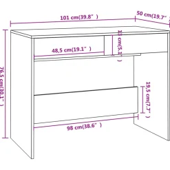 vidaXL Mobiliario De Oficina-Escritorio de madera contrachapada gris hormigón 101x50x76,5 cm