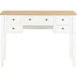 vidaXL Escritorio de madera blanco 109,5x45x77,5 cm Marrón y blanco Hot