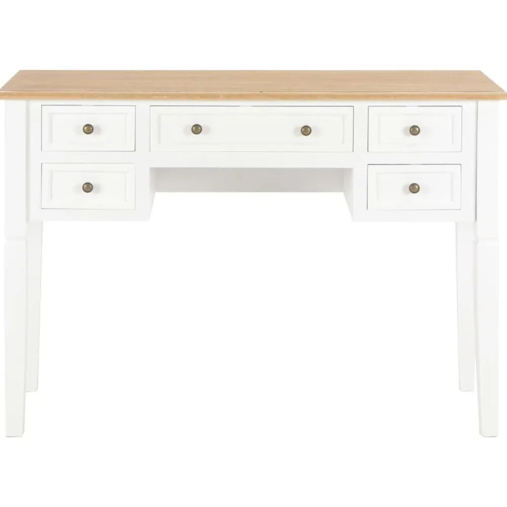 vidaXL Escritorio de madera blanco 109,5x45x77,5 cm Marrón y blanco Hot