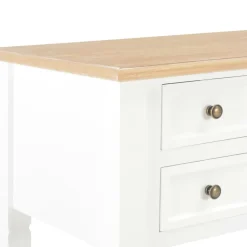 vidaXL Escritorio de madera blanco 109,5x45x77,5 cm Marrón y blanco Hot