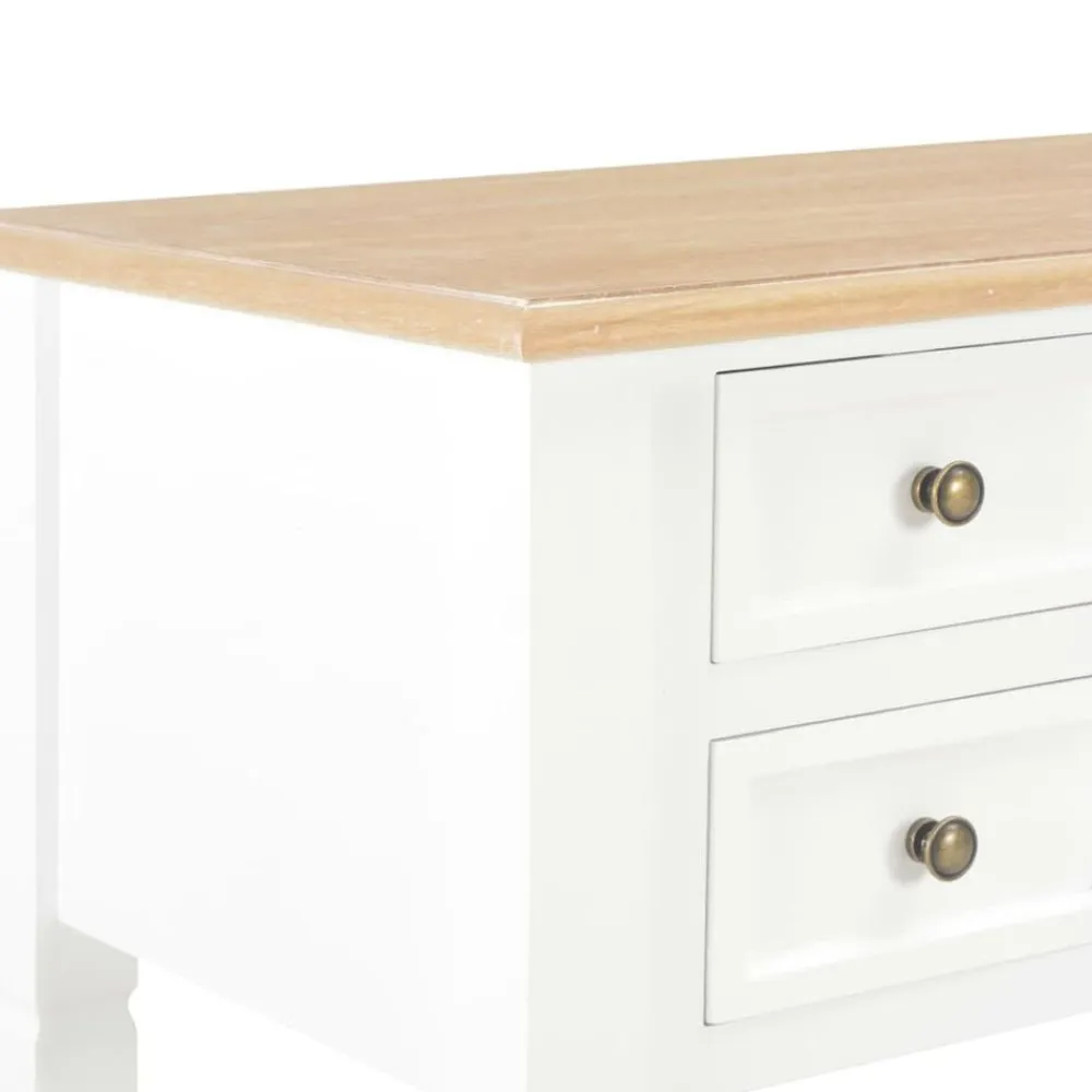 vidaXL Escritorio de madera blanco 109,5x45x77,5 cm Marrón y blanco Hot