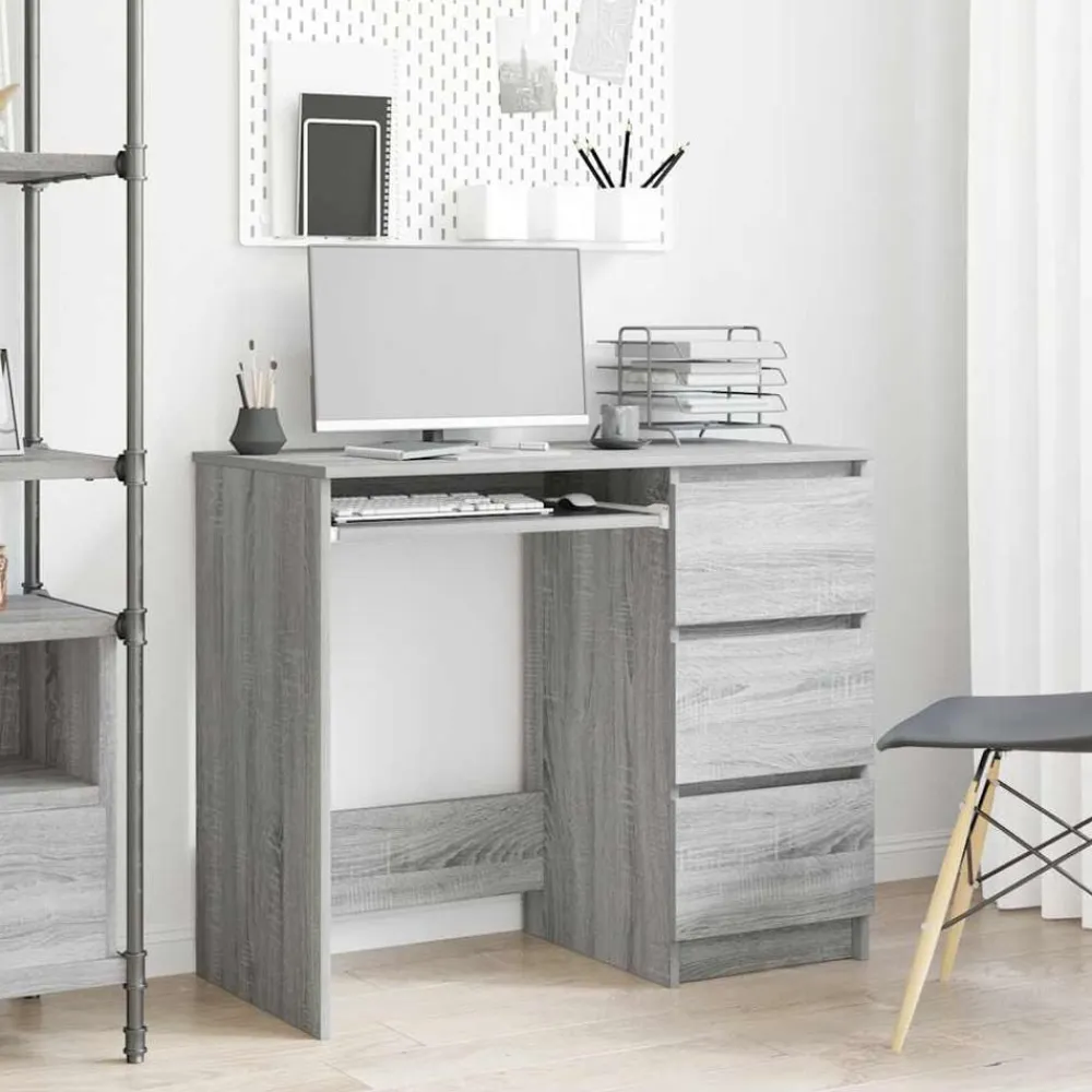 vidaXL Escritorio de madera contrachapada 90x45x76 cm Gris sonoma Outlet