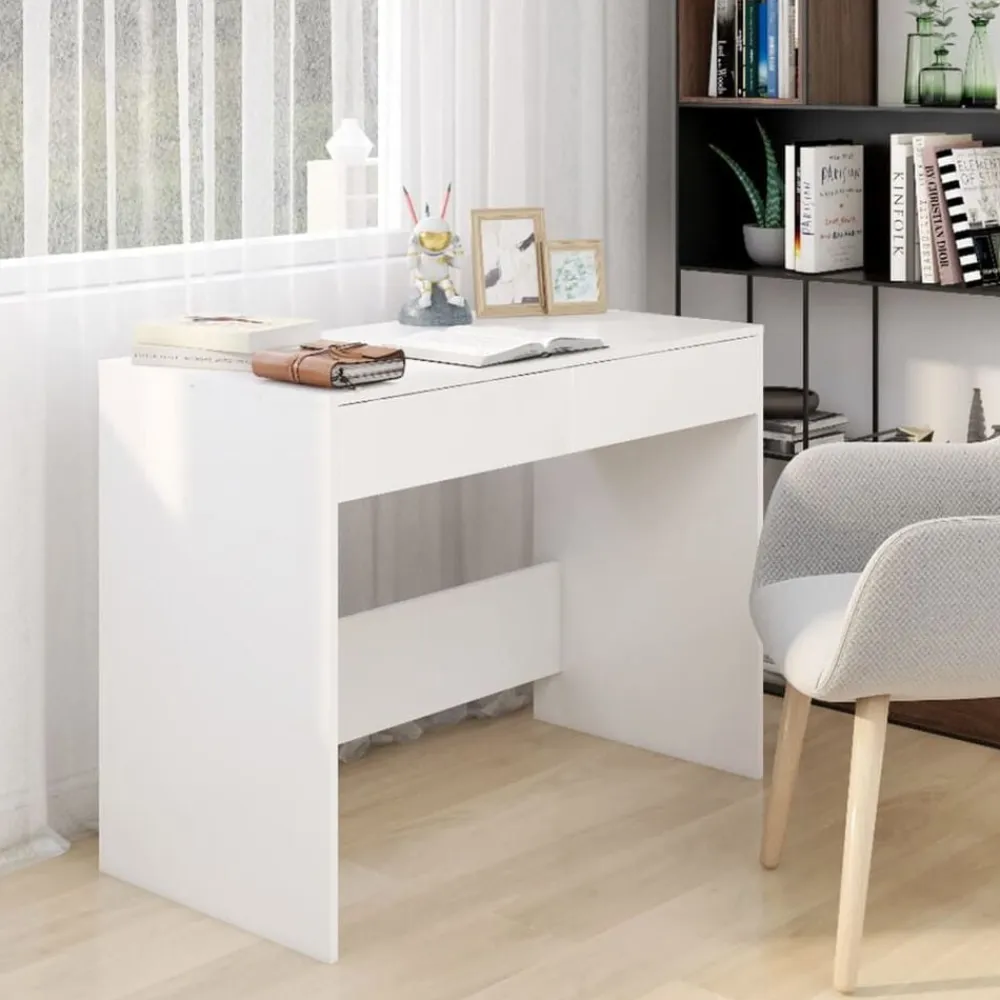vidaXL Escritorio de madera contrachapada 101x50x76,5 cm Blanco Sale