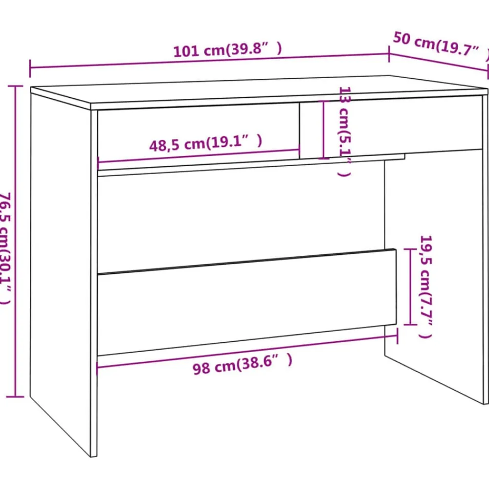 vidaXL Escritorio de madera contrachapada 101x50x76,5 cm Blanco Sale