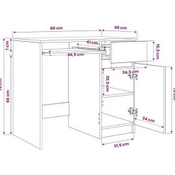 vidaXL Mobiliario De Oficina-Escritorio de madera de ingeniería 86x49x76 cm