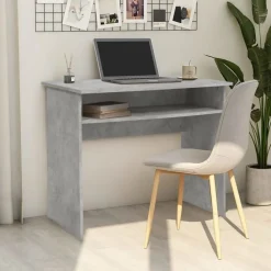 vidaXL Mobiliario De Oficina-Escritorio de madera contrachapada gris hormigón 90x50x74 cm
