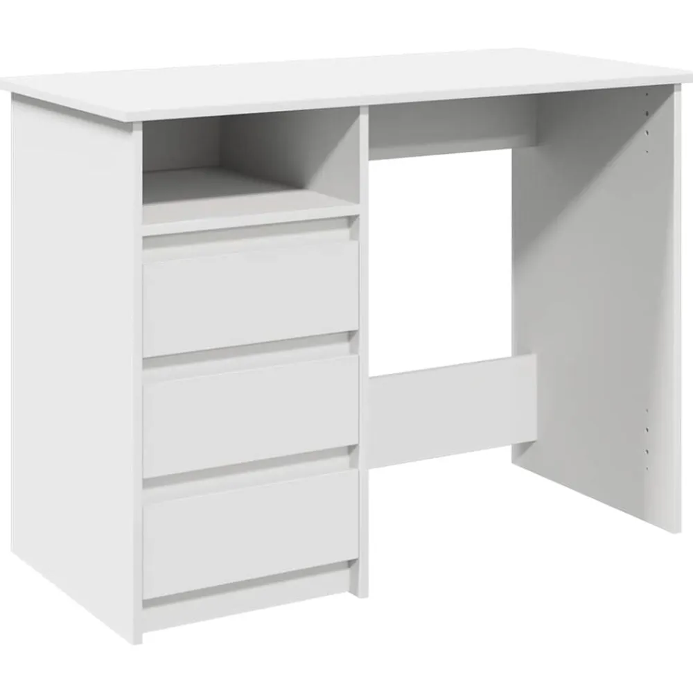 vidaXL Escritorio de madera de ingeniería 102x50x75 cm Blanco Clearance