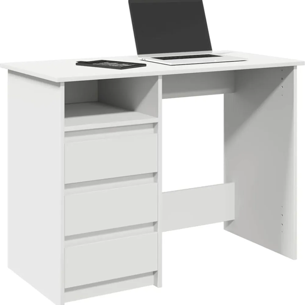 vidaXL Escritorio de madera de ingeniería 102x50x75 cm Blanco Clearance