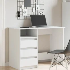 vidaXL Escritorio de madera de ingeniería 102x50x75 cm Blanco Clearance