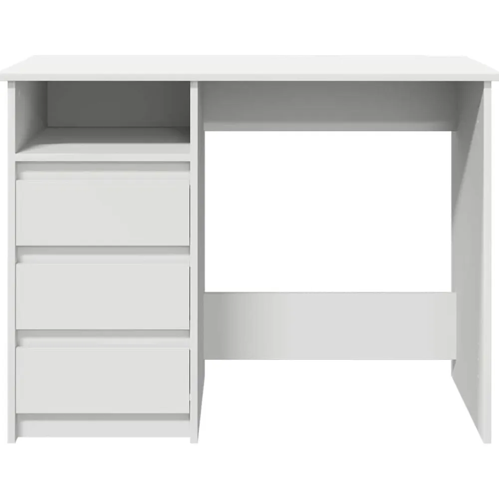 vidaXL Escritorio de madera de ingeniería 102x50x75 cm Blanco Clearance