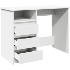 vidaXL Escritorio de madera de ingeniería 102x50x75 cm Blanco Clearance