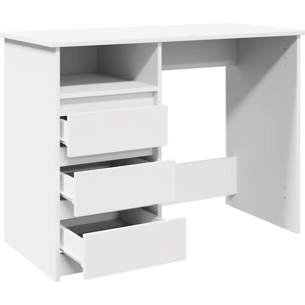 vidaXL Escritorio de madera de ingeniería 102x50x75 cm Blanco Clearance