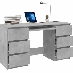 vidaXL Escritorio de madera contrachapada gris 140x50x77 cm Gris hormigón Hot