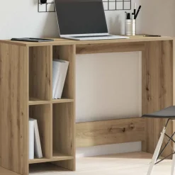 vidaXL Escritorio de madera de ingeniería 102,5x35x75 cm Roble artisan New