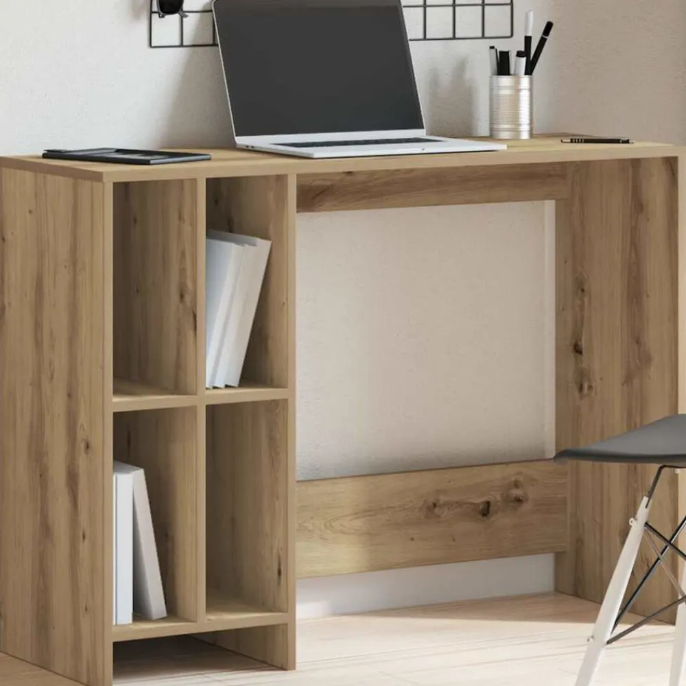 vidaXL Escritorio de madera de ingeniería 102,5x35x75 cm Roble artisan New