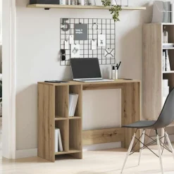vidaXL Escritorio de madera de ingeniería 102,5x35x75 cm Roble artisan New