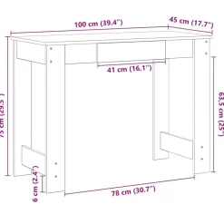 vidaXL Mobiliario De Oficina-Escritorio de madera de ingeniería 100x45x75 cm