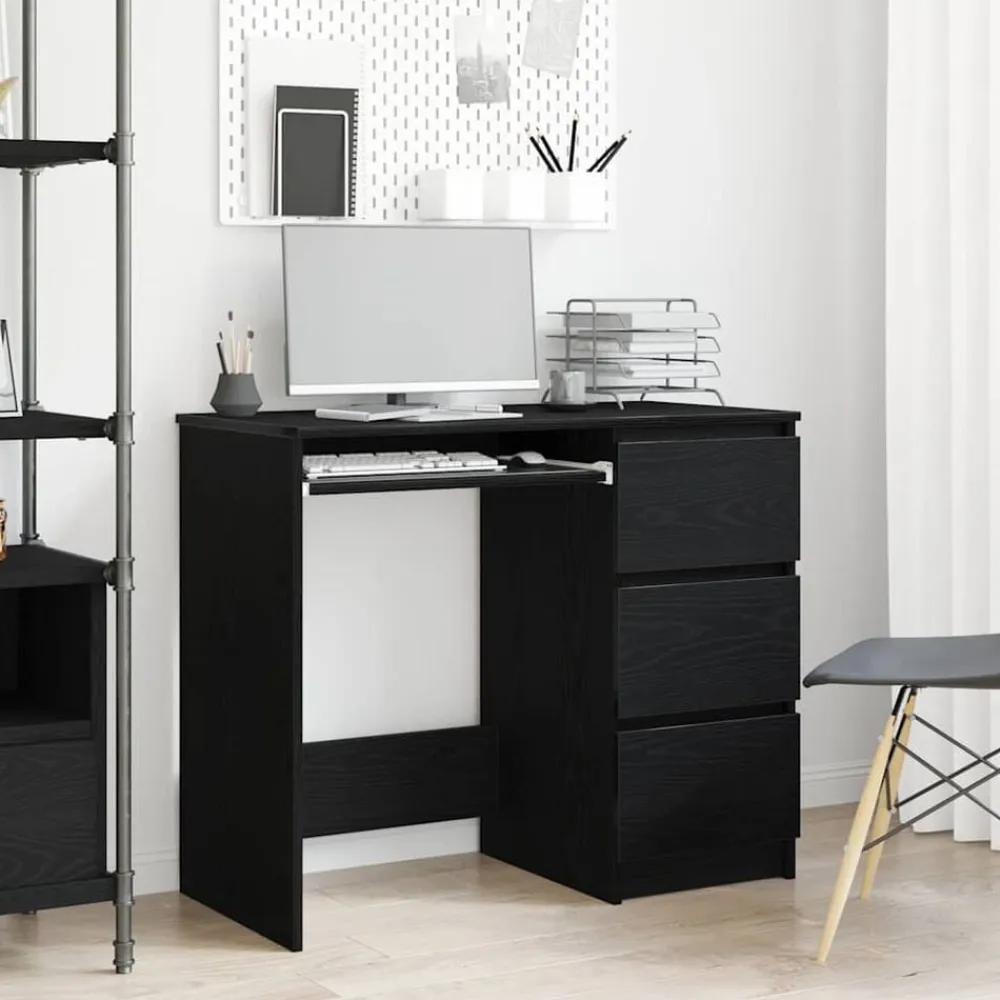 vidaXL Escritorio de madera contrachapada 90x45x76 cm Roble negro Hot