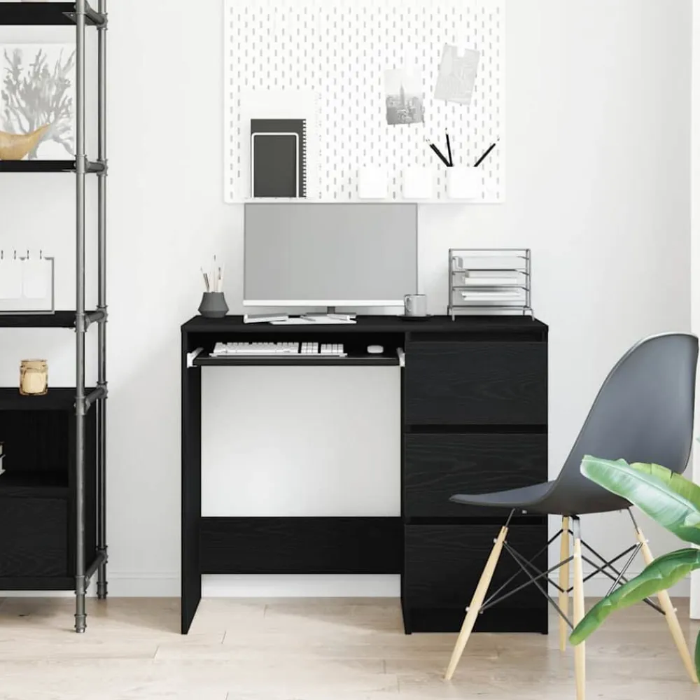 vidaXL Escritorio de madera contrachapada 90x45x76 cm Roble negro Hot