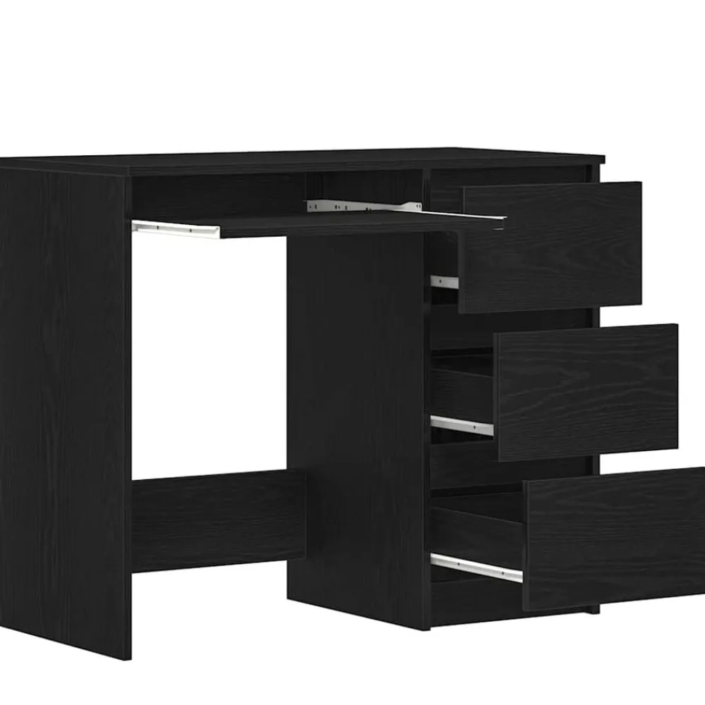 vidaXL Escritorio de madera contrachapada 90x45x76 cm Roble negro Hot