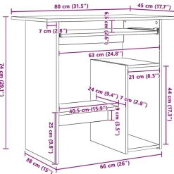 vidaXL Escritorio de madera contrachapada 80x45x74 cm Gris sonoma Online