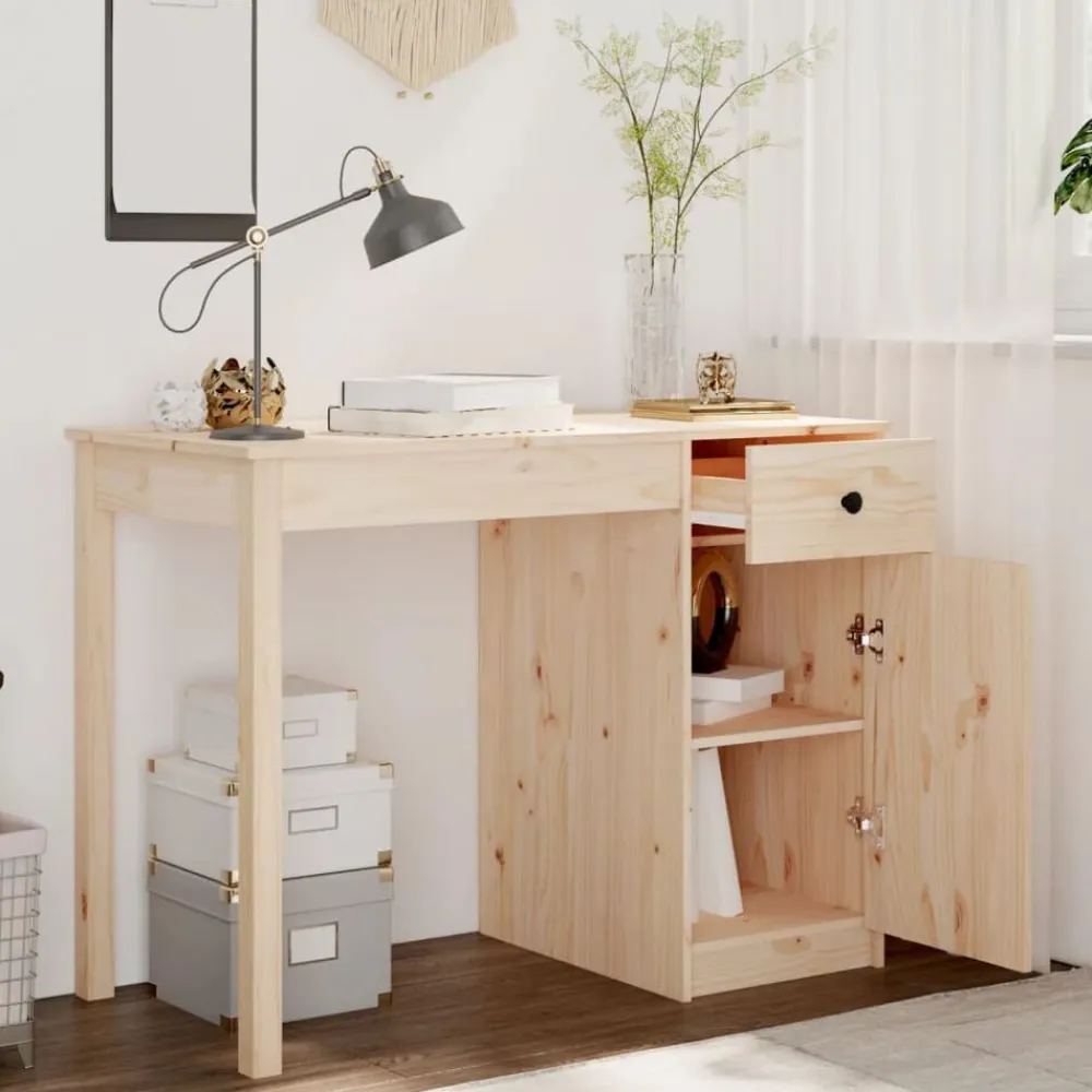 vidaXL Mobiliario De Oficina-Escritorio de madera maciza de pino 100x50x75 cm