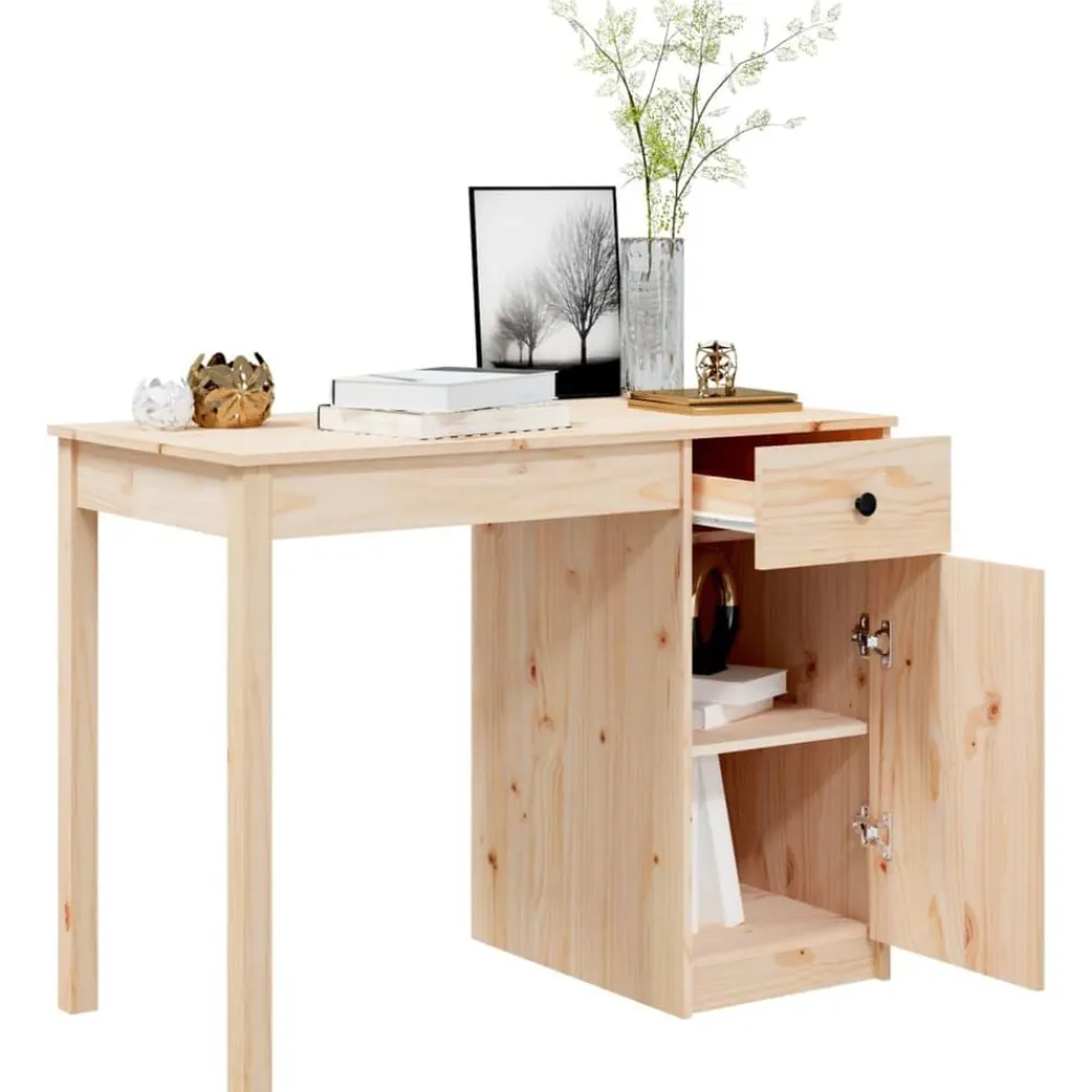 vidaXL Mobiliario De Oficina-Escritorio de madera maciza de pino 100x50x75 cm