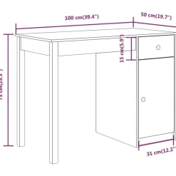 vidaXL Mobiliario De Oficina-Escritorio de madera maciza de pino 100x50x75 cm