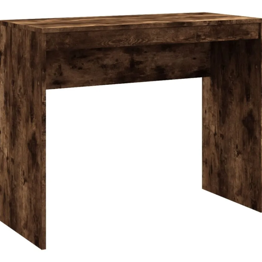 vidaXL Escritorio de madera contrachapada 90x40x72 cm Roble ahumado New