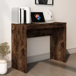 vidaXL Escritorio de madera contrachapada 90x40x72 cm Roble ahumado New
