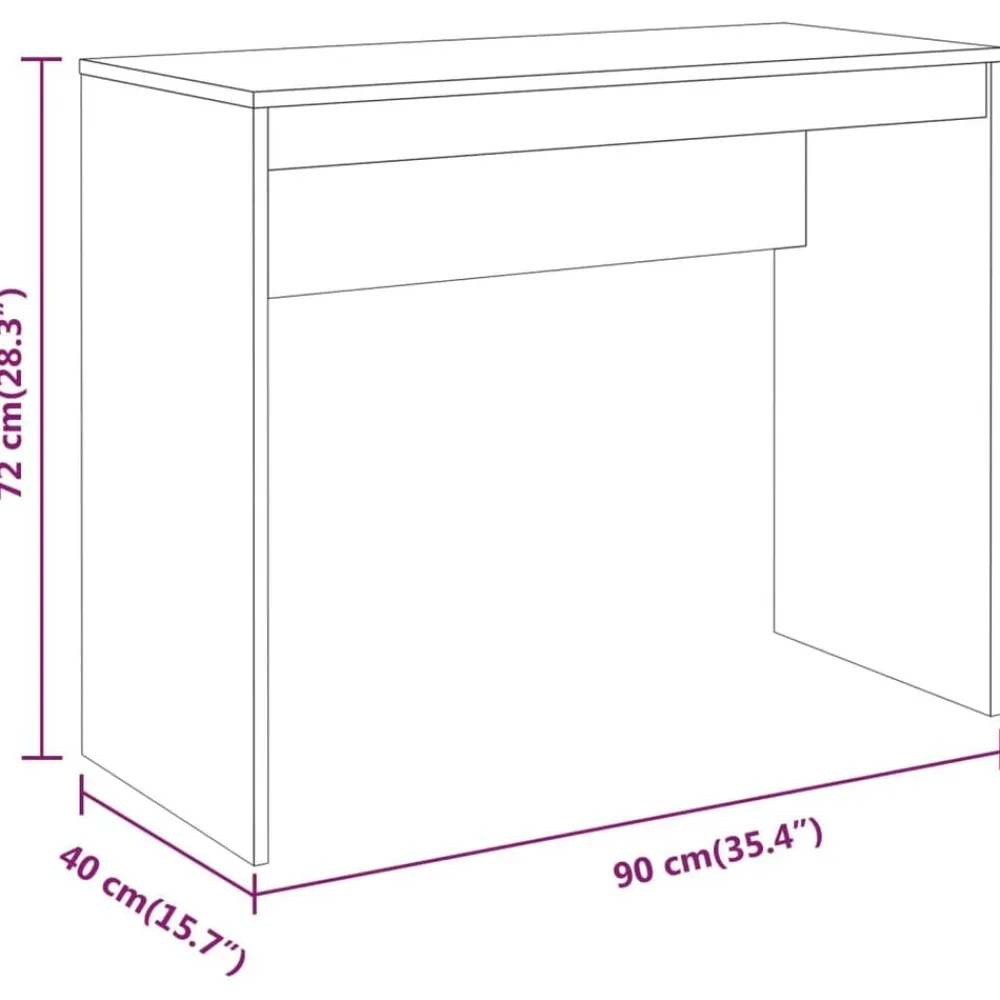 vidaXL Escritorio de madera contrachapada 90x40x72 cm Roble ahumado New