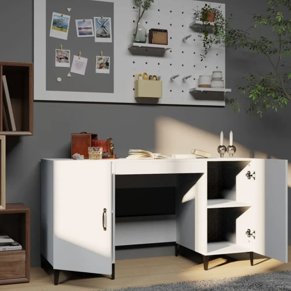 vidaXL Escritorio de madera contrachapada 140x50x75 cm Blanco Hot