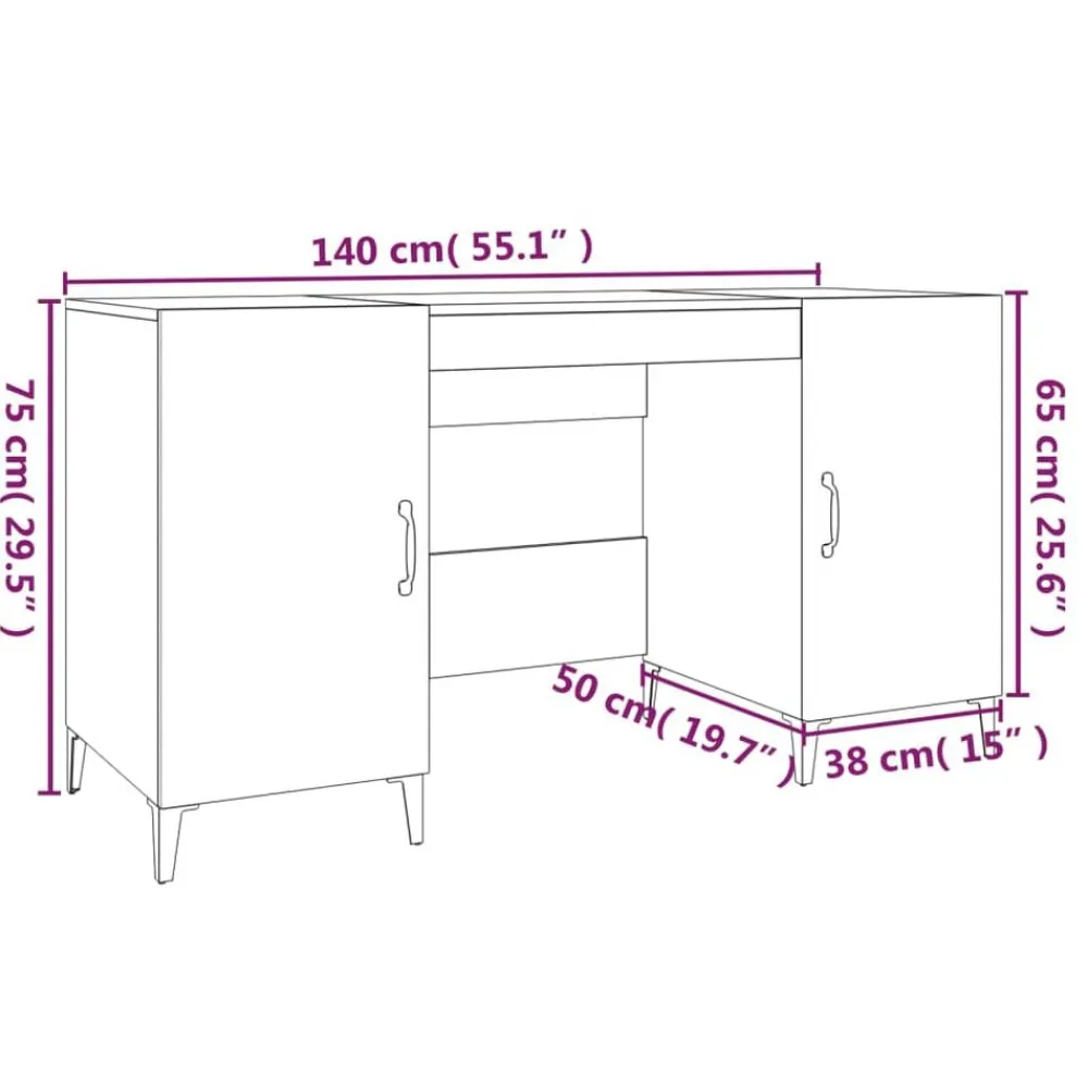 vidaXL Escritorio de madera contrachapada 140x50x75 cm Blanco Hot