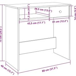 vidaXL Escritorio de madera ingeniería madera envejecida 80x40x75 cm Madera antigua Discount