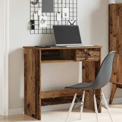 vidaXL Escritorio de madera ingeniería madera envejecida 80x40x75 cm Madera antigua Discount