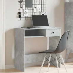 vidaXL Mobiliario De Oficina-Escritorio de madera contrachapada gris hormigón 80x40x75 cm