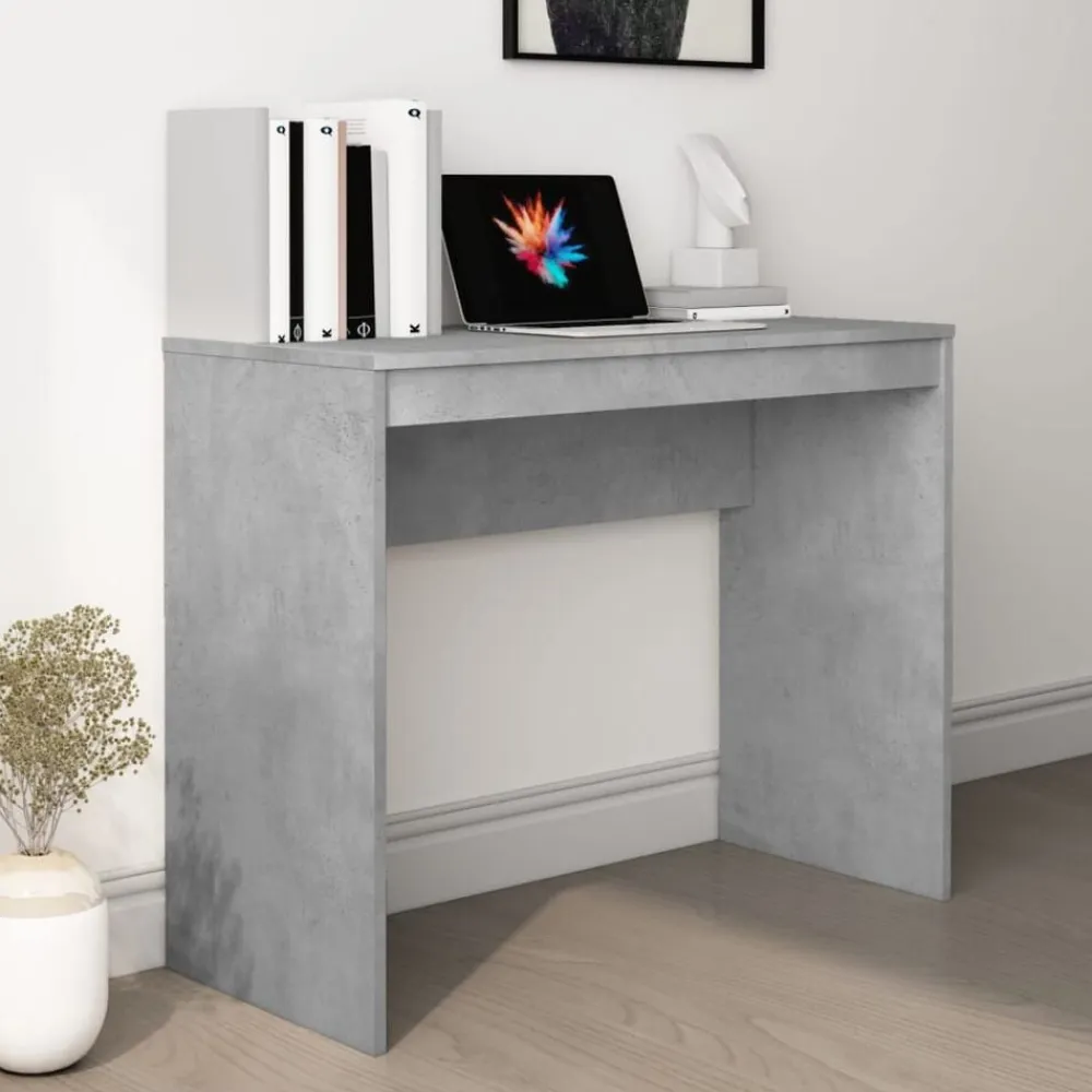 vidaXL Escritorio de madera contrachapada gris hormigón 90x40x72 cm Gris hormigón Best