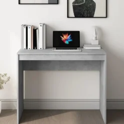 vidaXL Escritorio de madera contrachapada gris hormigón 90x40x72 cm Gris hormigón Best