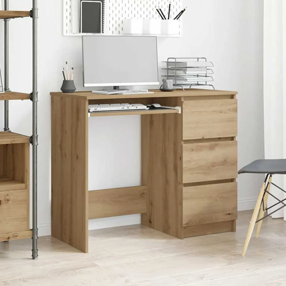 vidaXL Escritorio de madera de ingeniería 90x45x76 cm Roble artisan Outlet