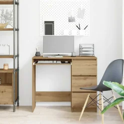 vidaXL Escritorio de madera de ingeniería 90x45x76 cm Roble artisan Outlet