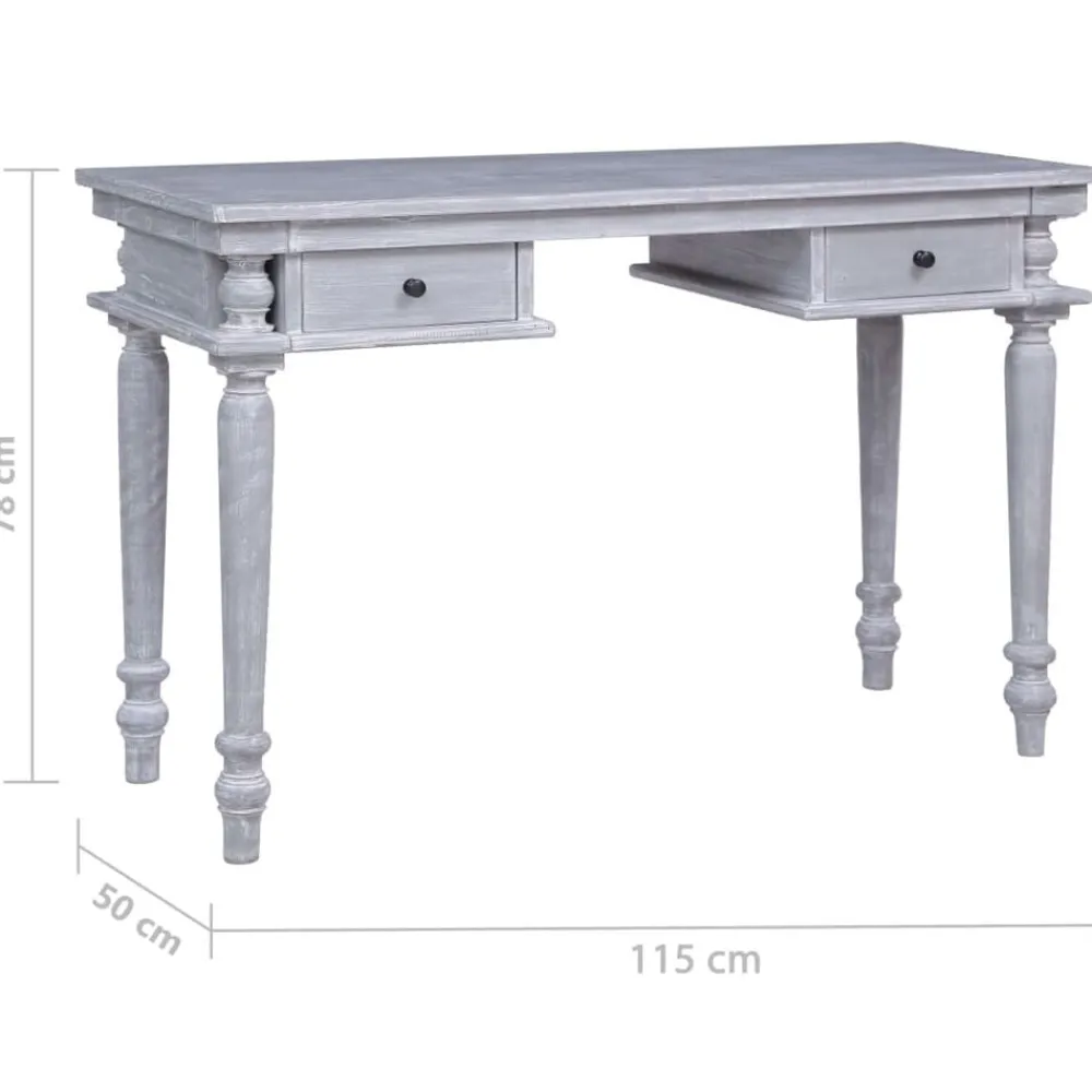 vidaXL Mobiliario De Oficina-Escritorio de madera maciza de caoba 115x50x78 cm