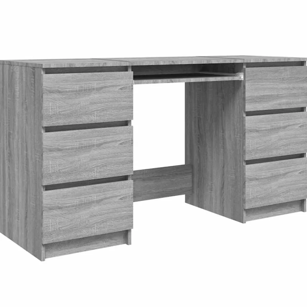 vidaXL Escritorio de madera contrachapada 140x50x77 cm Gris sonoma Sale