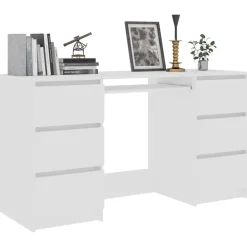 vidaXL Escritorio de madera contrachapada 140x50x77 cm Blanco Sale