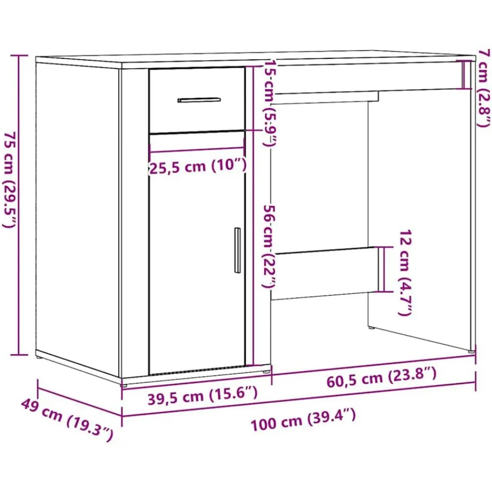 vidaXL Escritorio de madera de ingeniería 100x49x75 cm Roble artisan Online