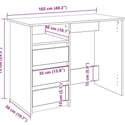 vidaXL Escritorio de madera de ingeniería 102x50x75 cm Gris sonoma Outlet